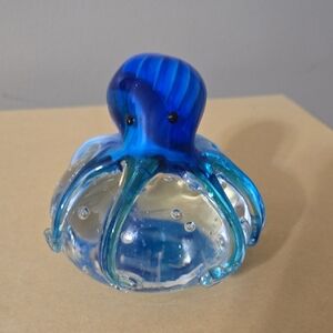 Blue Glass Octopus Paperweight